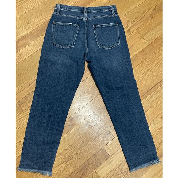 Current/Elliott Dark Was Raw Hem button fly straight leg 100% cotton denim Sz 27 - Picture 5 of 5